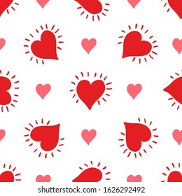 Hearts seamless pattern. Hearts on a white isolated background.