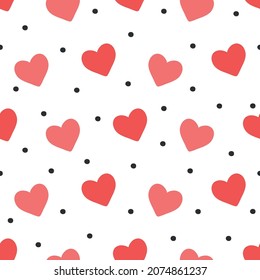 Hearts seamless pattern on a white background. Valentines day. Use for print, wallpaper, decoration, fabric, textile. Vector illustration in flat style