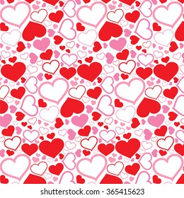 Hearts seamless pattern on white background.Vector Illustration
