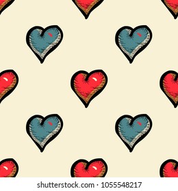 Hearts seamless pattern. Original design for print or digital media.