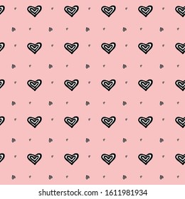 Hearts seamless pattern, Polka dot with hearts, Freehand love symbol illustrations on white background.