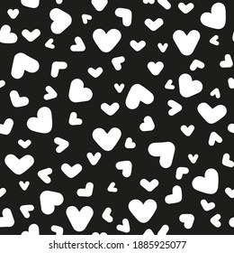 Hearts as seamless pattern. Random placed vector graphics aop.