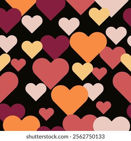 Hearts Seamless Pattern With Red Hearts for valentines day  The hearts are of different sizes and colors very romantic pattern .
