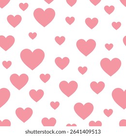 Hearts seamless pattern. Repeating love background. Repeated scattered hearts for design prints.  I love you symbol. Happy Valentine's Day.