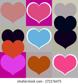 Hearts seamless pattern. Romantic hearts colored background.