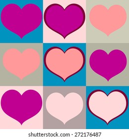 Hearts seamless pattern. Romantic hearts colored background.