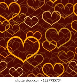 Hearts. Seamless pattern of hearts. Scattered different colored hearts. Background for your websites. Vector graphics