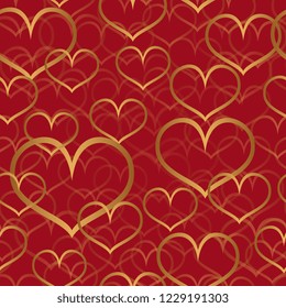 Hearts. Seamless pattern of hearts. Scattered different colored hearts. Background for your websites. Vector graphics