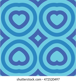 Hearts seamless pattern in shades of blue