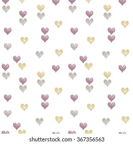 Hearts seamless pattern, Valentine background in trendy colors