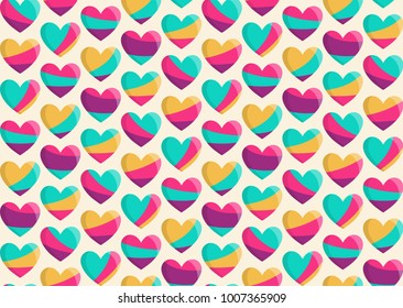 Hearts seamless pattern. Valentine's Day, wedding, love, romantic, cartoon background, wallpaper.