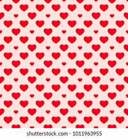 Hearts seamless pattern. Valentines day background. Love pattern. Abstract geometric red and pink texture, repeat tiles. Romantic wedding theme. Design for decor, greeting cards, textile, wrapping