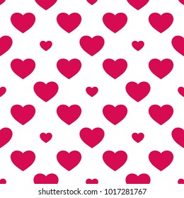 Hearts seamless pattern. Valentines day background. Love romantic theme pattern. Abstract vector geometric red and white texture, repeat tiles. Design for decor, textile, fabric, prints, covers, web