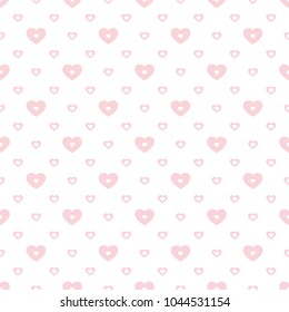 Hearts seamless pattern. Valentines day background. Subtle vector abstract geometric texture in pastel colors, pink and white. Love romantic theme. Cute design for wedding decor, baby shower, textile