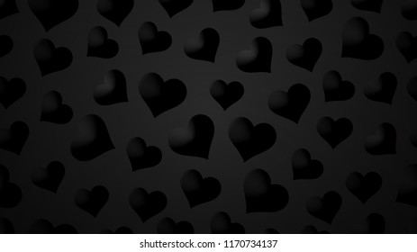 Hearts seamless pattern Valentine's day background Dark edges black texture