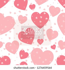 Hearts seamless pattern. Valentine's day. Pink hearts. Packaging design for gift wrap. Abstract geometric modern background. Vector illustration