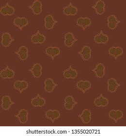 Hearts seamless pattern. Valentine':s day. Vector illustration. Wrapping paper. Sketch heart elements on brown colors. Baby background with colorful hearts. Flat background for design.