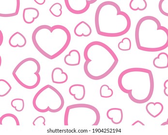 Herzt nahtloses Muster für Valentinstag. Hört auf weißem Hintergrund. Für den Druck auf Papier, Werbematerialien und Stoff. Vektorgrafik
