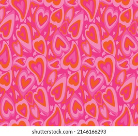 Hearts seamless pattern. Valentines Day handwritten background. 14 february background. Hand drawn watercolor ornament, texture on black background. Wedding template. Cute Packaging paper and postcard