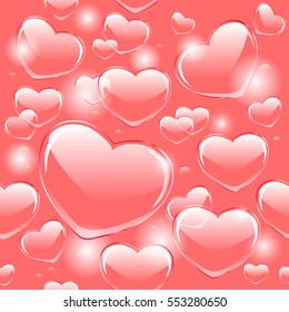 Hearts seamless pattern. Valentine's day background with sweethearts bubble. Love feelings decoration for wedding, honeymoon and marriage ceremony. Scrapbooking and   photo album element