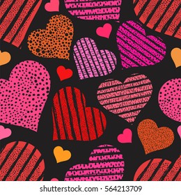 Hearts seamless pattern. Valentine's day background. 