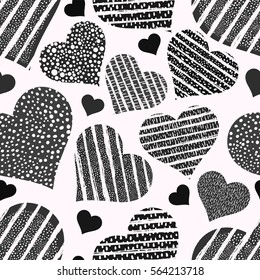 Hearts seamless pattern. Valentine's day background. 