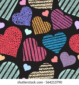 Hearts seamless pattern. Valentine's day background. 