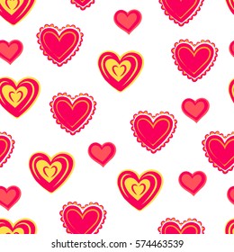 Hearts seamless pattern for Valentine's day. Vector illustration.
