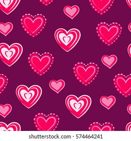 Hearts seamless pattern for Valentine's day. Vector illustration.