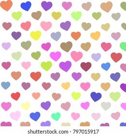 Hearts seamless pattern for Valentine's day. Hearts on a white background.Cute little hearts in seamless pattern. Small heart shapes in different sizes and colors for Valentines Day background. 