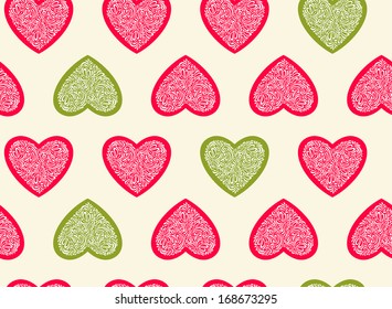Hearts seamless pattern. Vector illustration. Background for Valentine's day design.