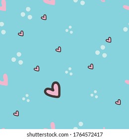 Hearts seamless pattern. Vector illustration on light blue background. Vector pattern. Pattern for kids. Print for children's fashion, fabric, wrapping paper pattern, t shirt, textile.Decoration.