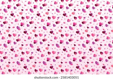 Hearts seamless pattern. Vector pink hearts pattern transparent background. EPS 10