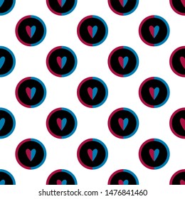 Hearts seamless pattern. White and red retro background. Abstract geometric shape texture. Design template for wallpaper,wrapping, textile. Vector Illustration