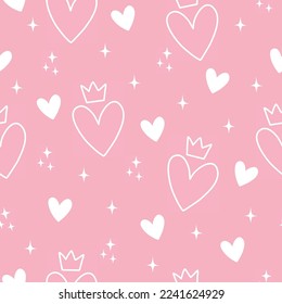 Hearts seamless pattern.Love. Valentine's Day background. Repeat pattern for textiles, interior design, wallpaper, background, surface, fabric, print, cover, banner and invitation, Vector illustration