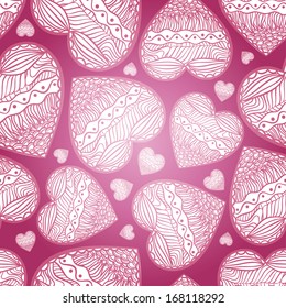 Hearts seamless pink background. Vector
