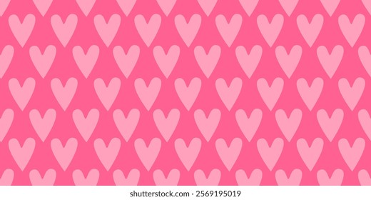 Hearts seamless print, Cute pink spring background, love pattern for Valentine's day, girly wrapping paper, decor, textile