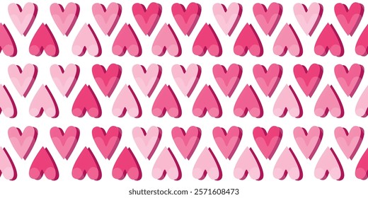 Hearts seamless print, Cute pink spring background, love pattern for Valentine's day, girly wrapping paper, decor, textile