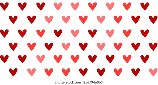 Hearts seamless print, love pattern for Valentine's day, wrapping paper, decor, textile. Red girly background