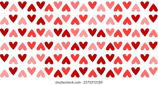 Hearts seamless print, love pattern for Valentine's day, wrapping paper, decor, textile. Red girly background