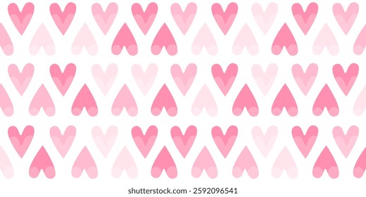 Hearts seamless print, love pattern for Valentine's day, wrapping paper, decor, textile. Red girly background