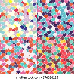 Hearts Seamless Texture. Vector Patterns Set