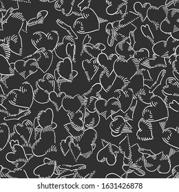 Hearts Seamless vector doodles background. Romantic theme seamless pattern.
