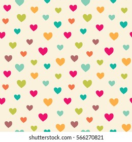 ?olorful hearts. Seamless vector pattern.