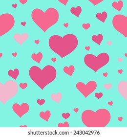 Hearts seamless vector pattern blue and pink