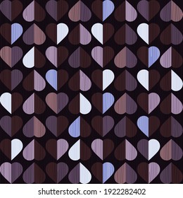 Hearts seamless vector pattern. Colorful background of multicolored scribbled chaotic hearts. Geometric illustration. EPS10.