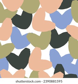 Hearts seamless vector pattern in hand drawn style.  Seamless pattern. Multicolored hearts.