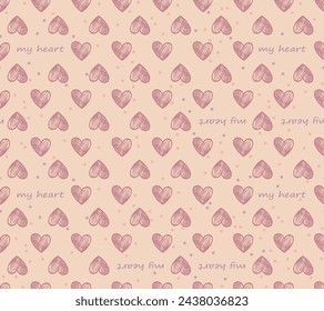 hearts seamless vector pattern, love, valentine, pink