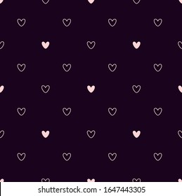 Hearts. Seamless vector pattern on dark background