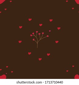 Hearts Seamless vector pattern on 
ิbrown background.